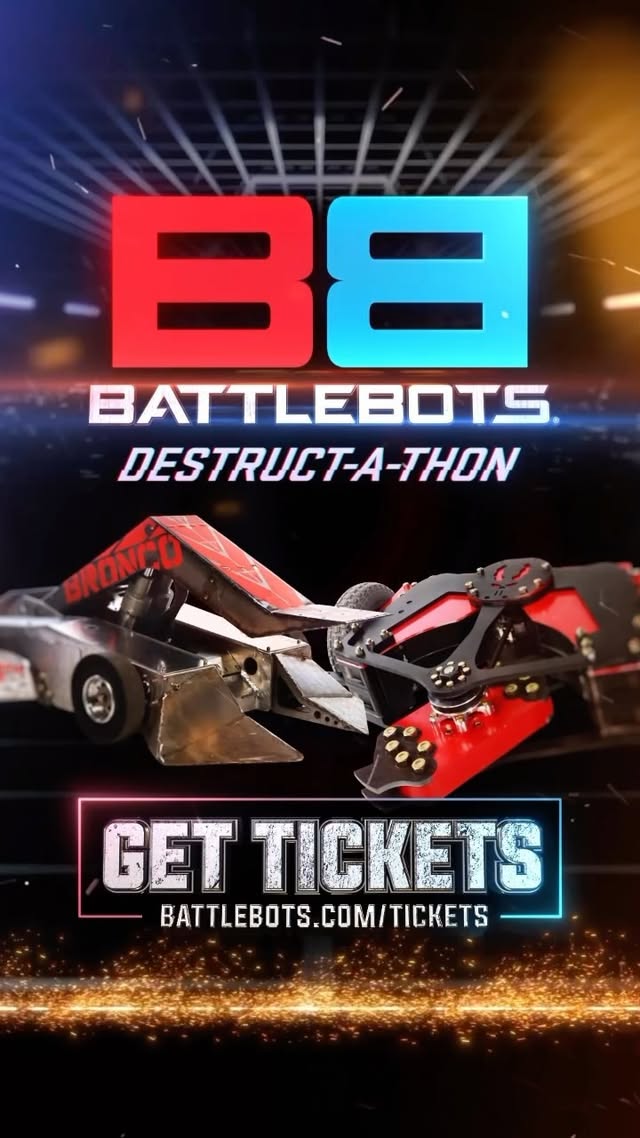 BattleBots Destruct-A-Thon is ON FIRE. We just won BEST NEW SHOW in LAS VEGAS, and we’ve got show dates ON SALE NOW through July 2024! Come see the best new show in Las Vegas. Get ticket at battlebots.com/tickets. We’re just behind the @horseshoevegas casino! by @battlebots