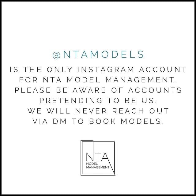 ***Please note @ntamodels is the ONLY Instagram account for NTA Model Management. The account _ntamodels is NOT affiliated with NTA, please block and report them. We are dedicated to the safety of our models and will never reach out for jobs via social media or submission form. *** by @ntamodels