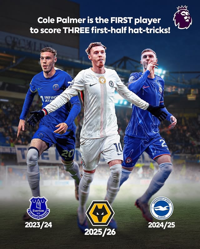 Cole Palmer, history maker 🥶His hat-trick for @chelseafc against Wolves was his THIRD in the first half of a match! 🎩🪄 by @colepalmer10
