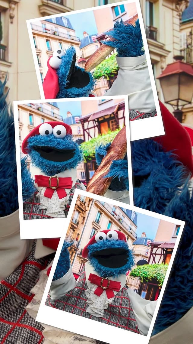 Cookie Monster is going to crêpe it til he makes it, new episodes of SESAME STREET are now playing! by @emilyinparis