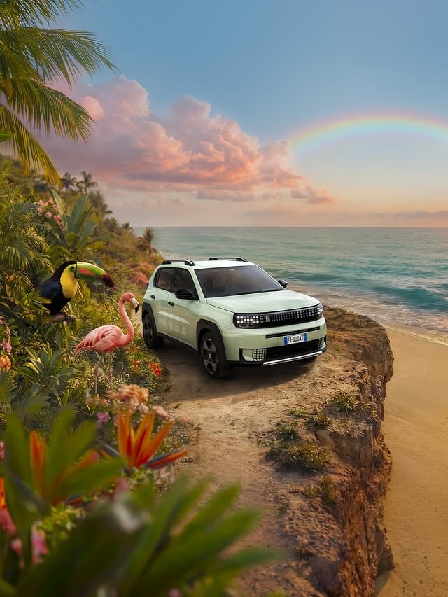 Even on a desert island, Grande Panda brings joy to every day. ⁣Because it’s not about getting away, it’s about enjoying where you are. 🐼🏝️ by @fiat