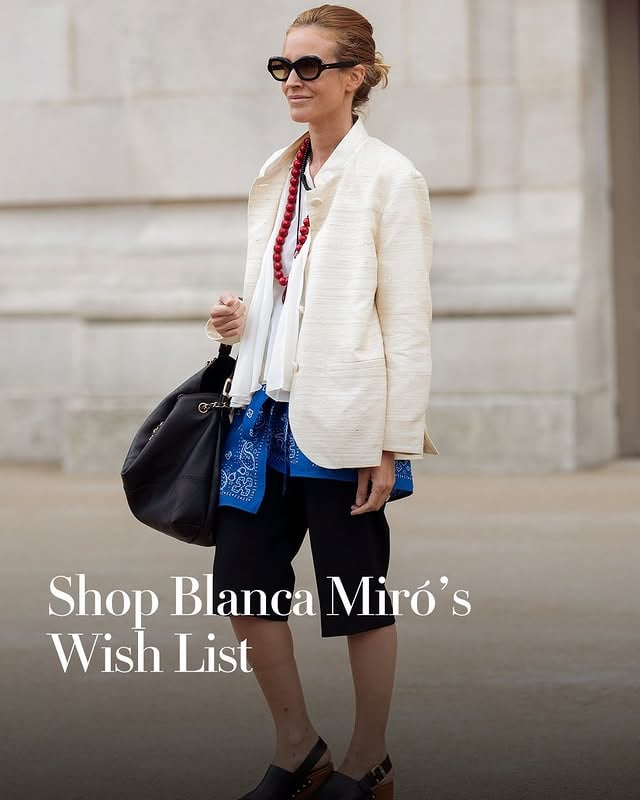 Barcelona-based tastemaker @BlancaMiro Scrimieri, has built a name—and a fashion label—around her love for joyful color and bold creative expression. “I don’t separate fashion, interiors, or beauty—it’s all the same conversation for me,” the co-founder of La Veste shares. Whether it’s playing with texture or piling on prints, she adds, “I love mixing things that maybe shouldn’t work together but surprisingly do, pairing something quite proper next to something a little off.” Shop her wishlist at the link in our bio. by @blancamiro
