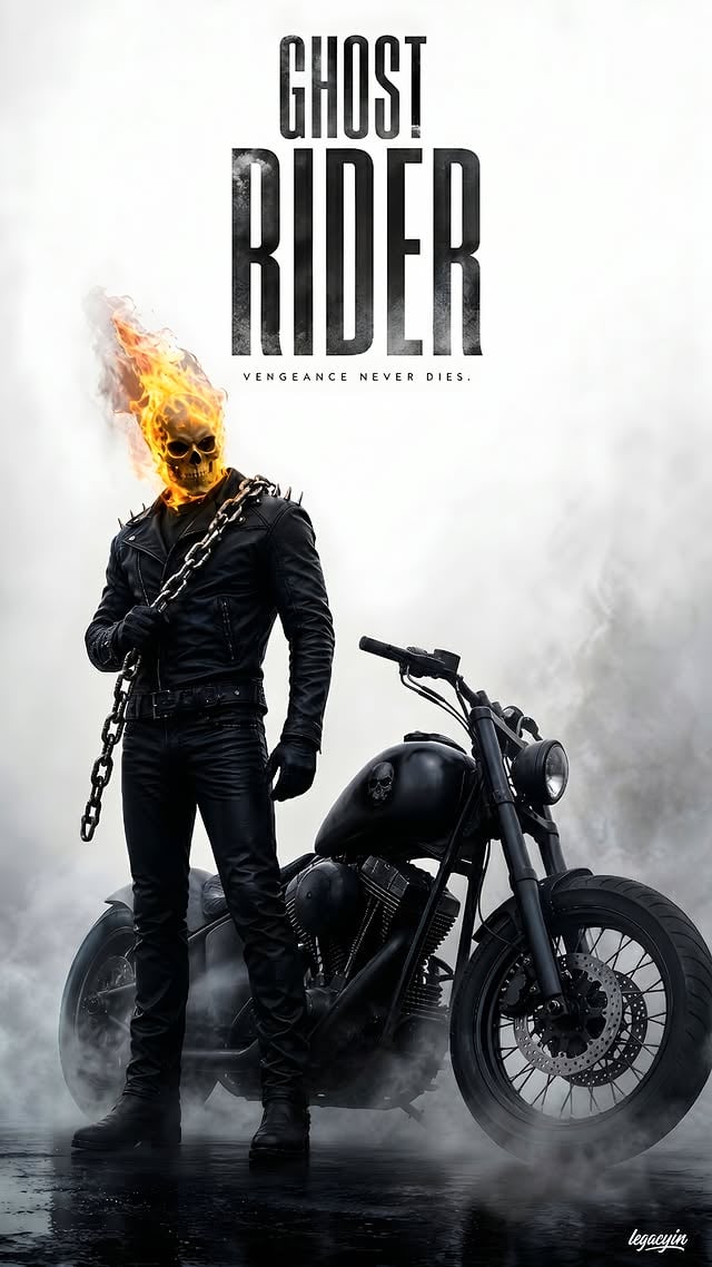 🔥 Ghost Rider 💀🏍️✨ Not vengeance… judgment in motion. ⚡ You don’t escape your sins when the flames already know your name. Chains burning. Tires screaming. Soul on fire. 🔥 Every ride feels like destruction chasing silence. No fear. No mercy. 🌑 Only punishment wrapped in hellfire. This frame? Pure infernal energy. Smoke, flame, chaos — all intentional. 🎨✨ Not just fan art… this is rage turned immortal. 🎨 Inspired by Ghost Rider’s iconic hellfire aesthetic. ✨ Inspired by @abhayaiart 📲 Full view → zoom in. Details hit different 👀✨ ⚡ Follow @legacyin.focus for AI cinematic × character visuals that actually hit. Fan art created for showcase and entertainment purposes only. All rights belong to their respective owners.Made with @openart_ai #legacyinfocus #legacyin.focus #ghostrider #marvel #marvelart #hellfire #superhero #fanart #digitalart #aiart #aiartist #cinematicart #darkaesthetic #motorcycle #explorepage #instaart by @legacyin.focus