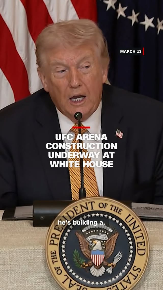 Construction crews have begun building a "cage" on the White House lawn in preparation for a UFC bout that will be held on June 14th. The event, dubbed "UFC Freedom 250," will mark the anniversary of the signing of the Declaration of Independence and falls on President Donald Trump's 80th birthday. by @kaitlancollins