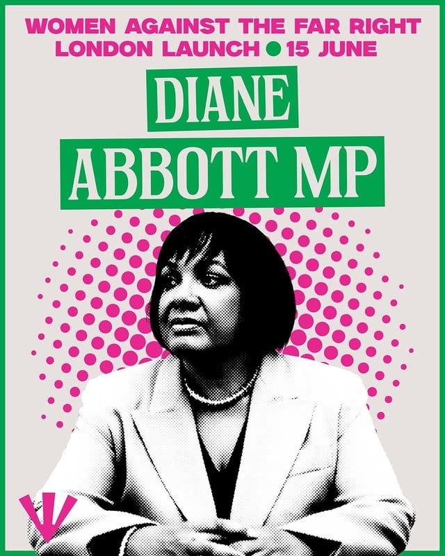 Diane Abbott will be joining us in Hackney at the Women Against the Far Right London Launch! Let’s come together to get organised against the far right. Don’t miss out - book now at the link in bio! by @standuptoracismuk