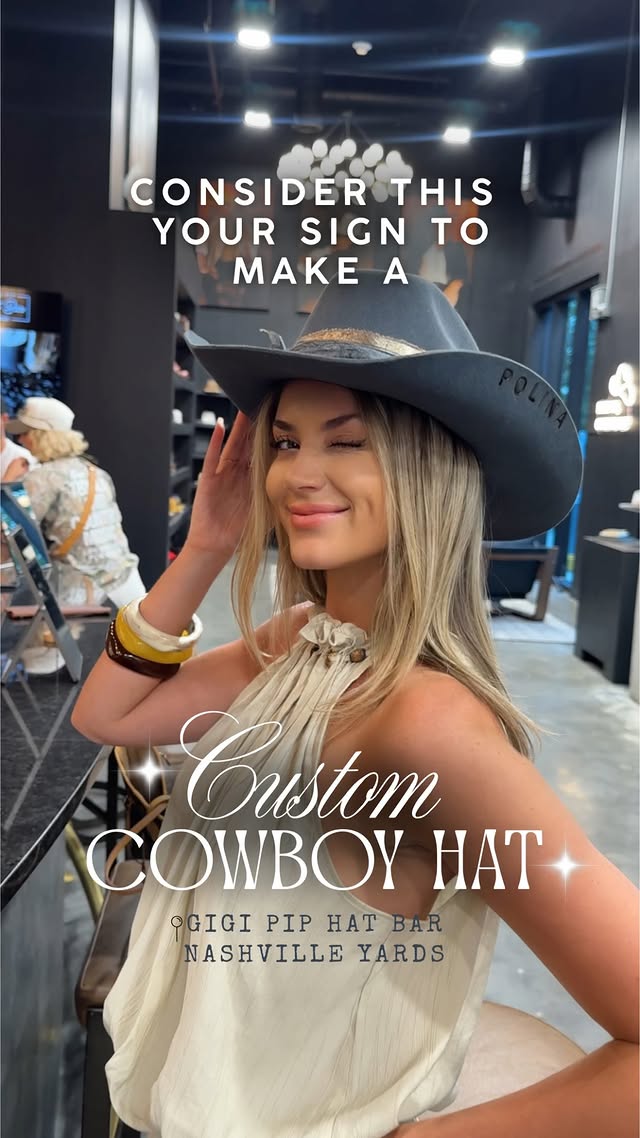 If you’re in Nashville, add this to your bucket list 🤠✨Designed my own custom cowboy hat at @gigipiphatbar_nashville and had wayyyy too much fun choosing every little detail. From the ribbons and feathers to branding my name into the hat, every piece was customized to make it uniquely mine. 😍Huge thank you to @gigipiphatbar_nashville for such a fun experience. If you’re looking for a unique Nashville activity, you’ll find them at Nashville Yards. 🤠✨ by @yureyvna