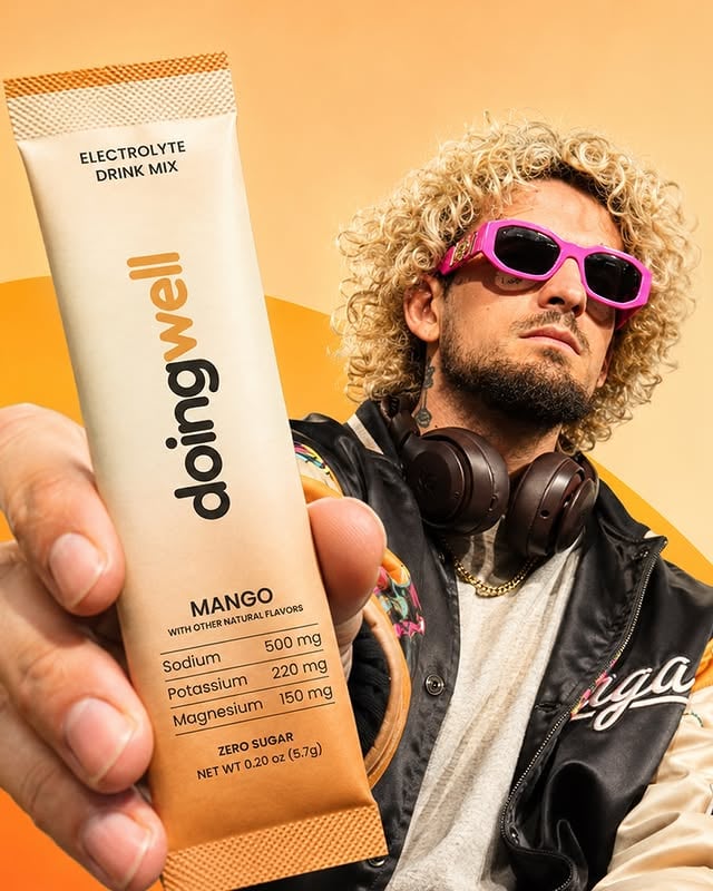 the wait is over. available now on doingwell.health and amazonmango 500mg was built for the rest of them.daily hydration with: • 500mg sodium • 220mg potassium • 150mg magnesium • zero sugar • no steviadesigned for everyday routines, lighter training days, travel, recovery, and long workdays.same clean electrolyte formula. by @sugasean