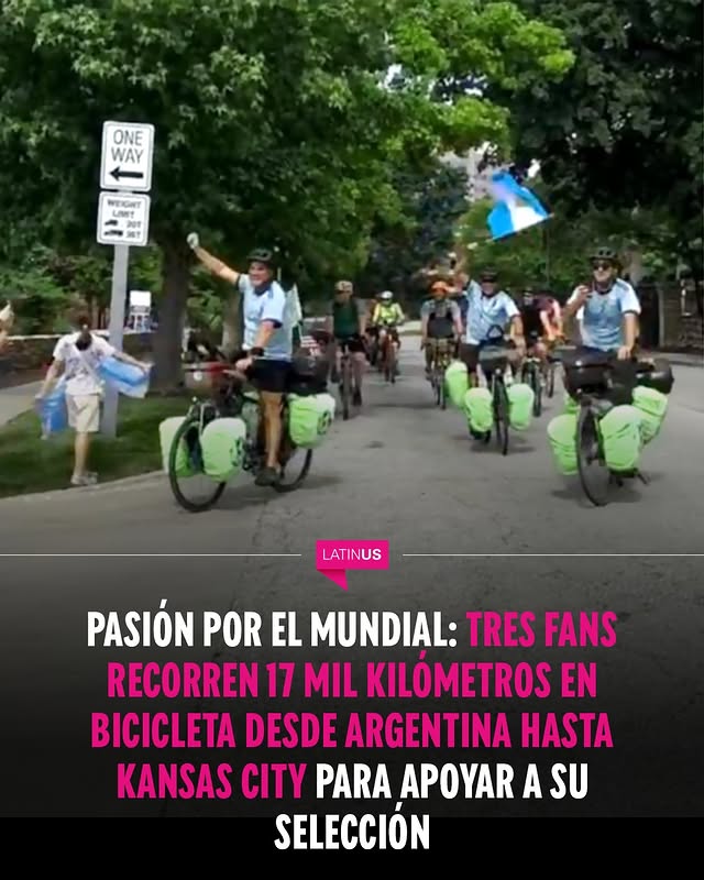 Aficionados argentinos combinan sus pasiones para cumplir un sueño, si no es que una hazaña, al recorrer 17 mil kilómetros desde Argentina hasta Kansas City, donde se concentra la selección albiceleste, para apoyarla en el Mundial 2026.Miguel Silio, Yamandú Martínez y Vicente Conculini (de 56, 49 y 29 años, respectivamente), comenzaron su reto de llegar al Mundial en agosto pasado. Partieron desde Gualeguaychú, Entre Ríos, y este martes llegaron a Kansas City tras pasar por 17 países y recorrer más de 17 mil kilómetros.Lee la nota completa en el link de nuestra bio.#Latinus #InformaciónParaTi