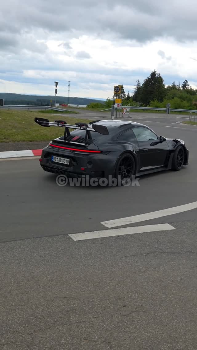 Spotted again near the Nürburgring: the Porsche 992.2 GT3 RS. Are we actually hearing turbo's?#Porsche #911 #gt3rs #erlkönig #nürburgring by @automotive_mike