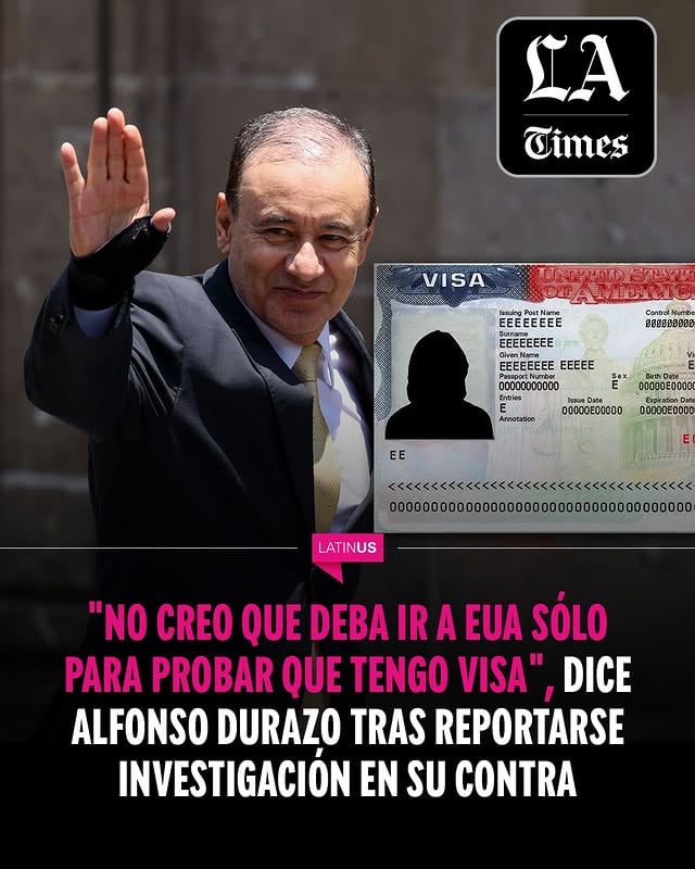 El gobernador de Sonora, Alfonso Durazo, negó este miércoles que exista una investigación en Estados Unidos en su contra por nexos con el crimen organizado.El morenista desestimó la publicación de Los Angeles Times en la que también se señala que le fue revocada su visa y que cuenta con un permiso especial que se otorga a las personas que cooperan con las autoridades.Lee la nota completa en el link de nuestra bio.#Latinus #InformaciónParaTi