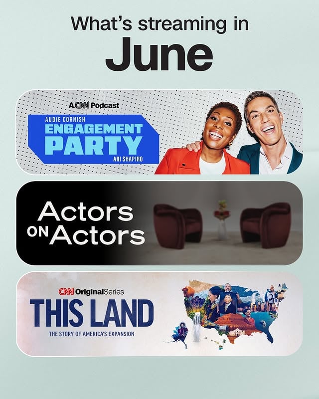 Beat the heat with these new shows to stream. 👇Variety & CNN Actors on ActorsNew season streaming June 3The Whole Story with Anderson Cooper: UFC at the White HouseCNN's Sara Sidner @sarasidnertv reportsPremieres June 7 at 8p ET/PT, streaming next dayThis LandPremieres June 7 at 9p ET/PT, streaming next dayEngagement Party@audieoffmic @arishapiroNow streaming by @streamoncnn