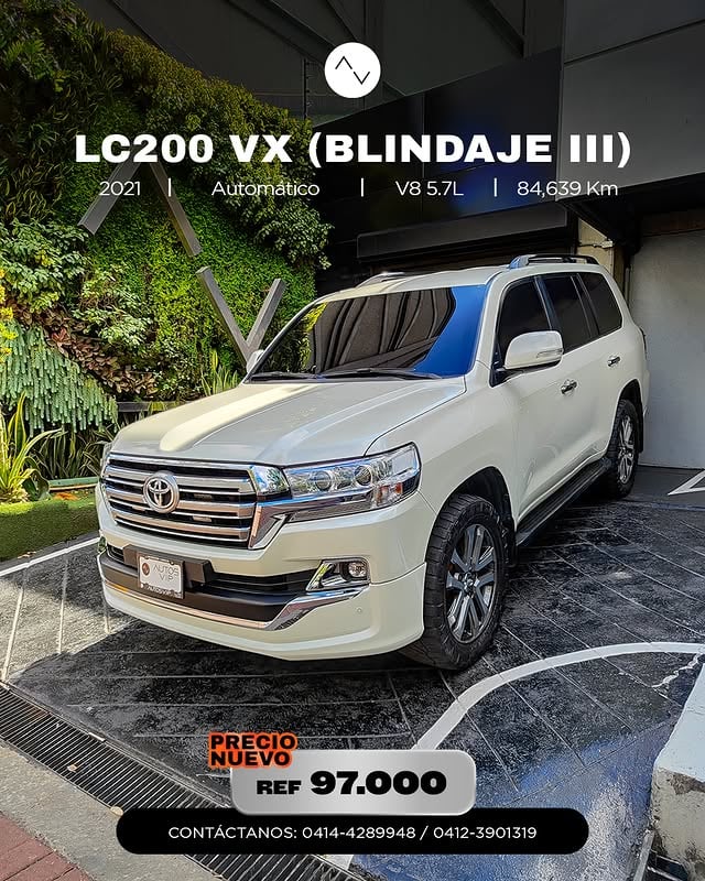 ¡Precio nuevo!➡️ Toyota LC200 VX 2021 (Blindaje Nivel III) - REF 97.000✅ Disponible en #AutosVIPImponente, segura y con la fuerza que caracteriza a la Land Cruiser.✔️ Motor: V8 5.7L⚙️ Transmisión: Automática⛽ Combustible: Gasolina🛡️ Blindaje: Nivel III🎨 Color: Blanco🌎 Origen: Dubái📲 Escríbenos por DM o WhatsApp (0414-4289948 / 0412-3901319) para más información.#ElevaTusExpectativas#AVIPLC200 by @autosvip