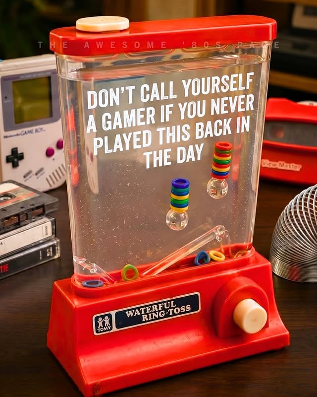 I remember a lot of time spent in dentists' offices, car trips, and rainy days, trying to get those tiny colorful rings onto the pegs. It was so satisfying when you'd push the button and the rings would go up!

Of course, right when you get to the last one the other rings would all fly off 🤣