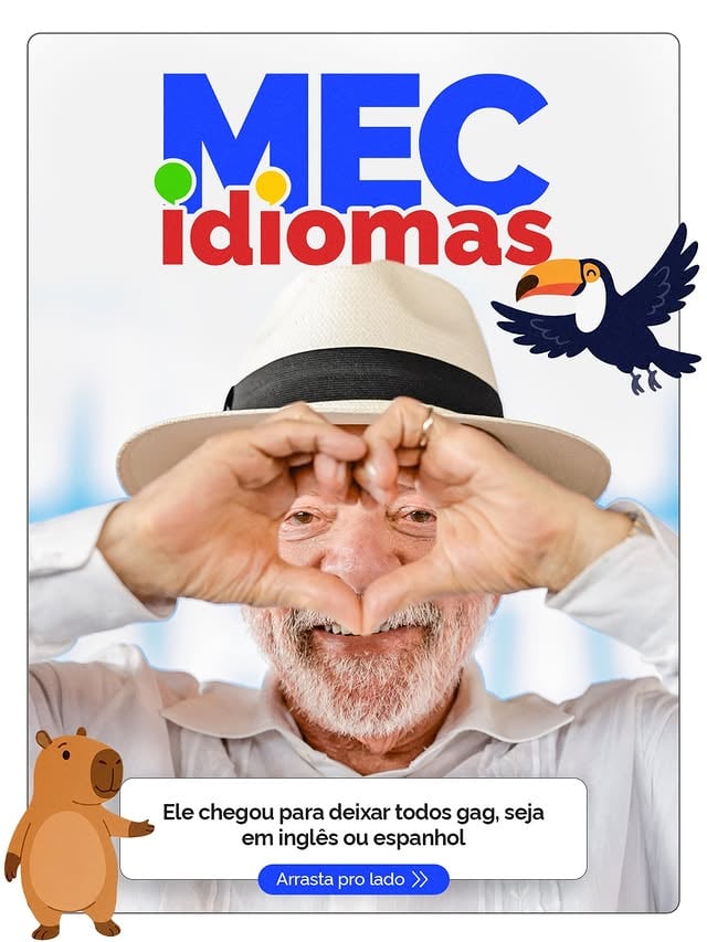 O MEC Idiomas já está disponível! 🌎📚

Quer aprender um novo idioma, ampliar oportunidades e se tornar poliglota? Agora você tem mais uma ferramenta para estudar e se conectar com o mundo.

Acesse a plataforma com o gov.br, conheça os cursos e dê o primeiro passo para aprender uma nova língua. O conhecimento abre portas e falar outros idiomas abre ainda mais.

Vamos juntos? 🇧🇷✨