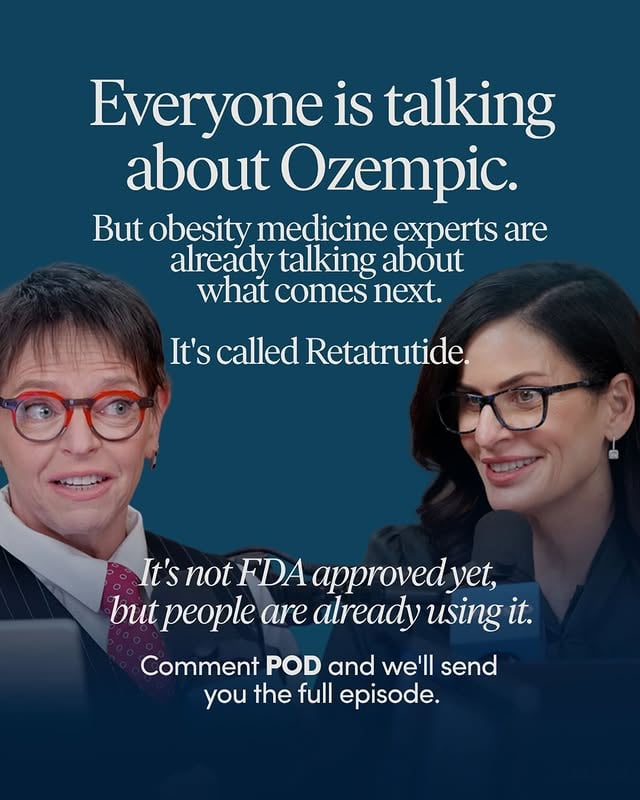 Ozempic changed the conversation.
Now obesity medicine experts are watching what could come next: Retatrutide.

In this episode of unPAUSED, Dr. Michelle Gordon (@doctormichellegordon) breaks down why researchers are so excited about this emerging treatment and what women need to know.

✨Comment POD for the full episode.

#ozempic #glp1 #menopause #metabolichealth #perimenopause