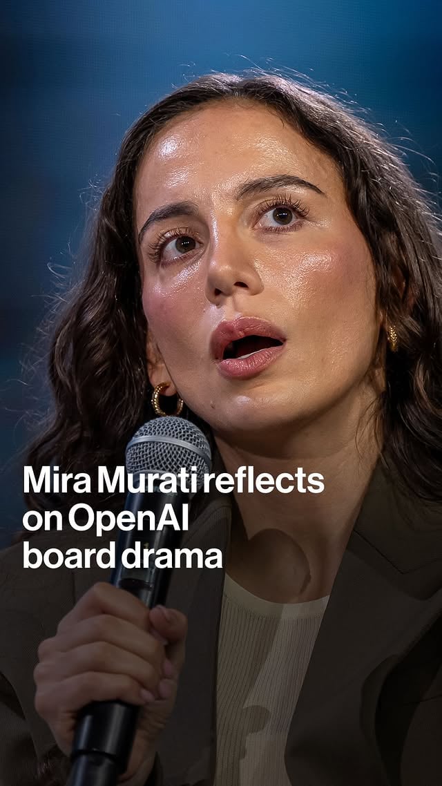 Thinking Machines Lab CEO Mira Murati reflects on the drama at OpenAI when the board fired Sam Altman and she was asked to step in as interim CEO. Watch the full interview at #BloombergTech. Tap the link in our bio for more. by @emilychangtv