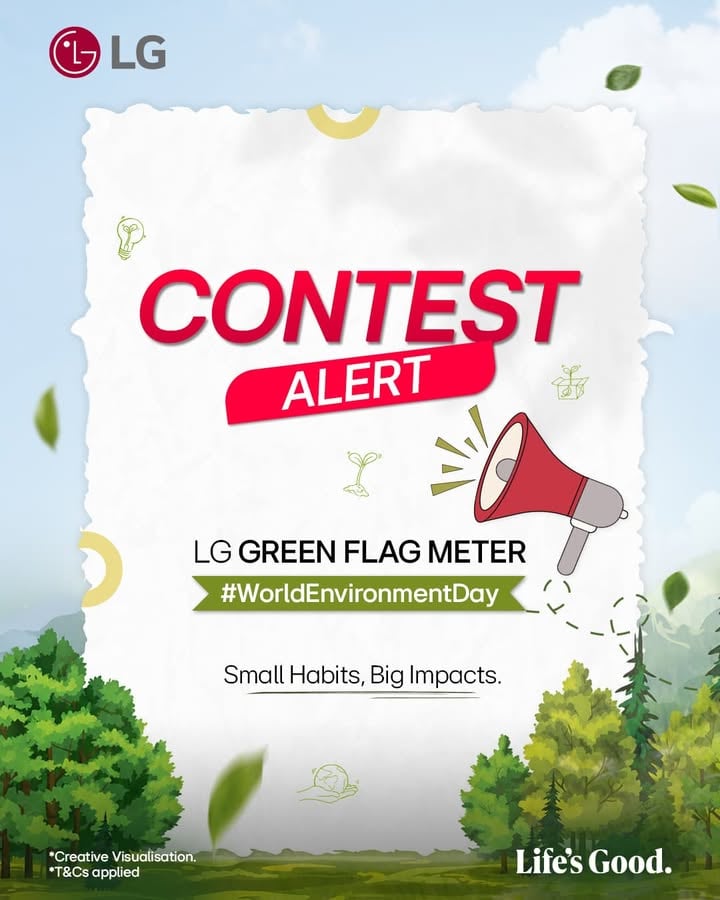Big changes don’t happen overnight; they happen in the everyday choices we make. 🌿
This #WorldEnvironmentDay, we’re celebrating the small, green habits that build a better tomorrow.

Prove your green status and win:
✨ Play the Bingo in this post.
✨ Comment your score and tag @lg_India + 3 friends.
✨ Follow @lg_India.
🎫 2 winners will take home exclusive vouchers. Let's start counting!

⚠️Entries Valid Till 10th June,2026*
⚠️T&Cs Applied*

#LGIndia #LifesGood #LG #LGGreenFlagMeter

To know more, read T&Cs: https://www.lg.com/in/contest-tnc/