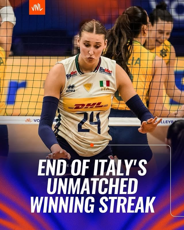 #VNL2026 39. games. in a row. 🇮🇹🔥

A legendary run comes to an end.

Italy’s historic winning streak stops here; but what a chapter it has been. 🏐✨

Records fall. Legends stay. 💙

🏐 #BePartOfTheGame #Volleyball #VNL