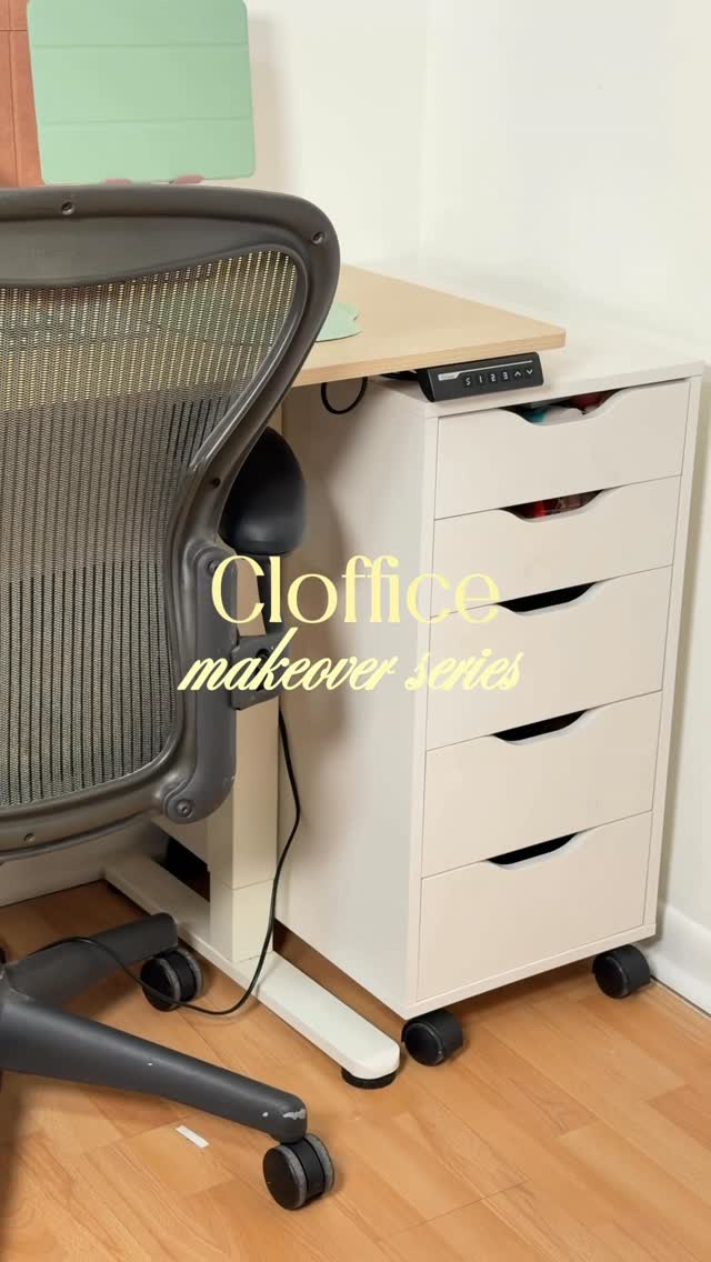 Cloffice makeover episode 1 💻 comment “slats” and I’ll drop the link in your DMs ✨#alexdrawers #cloffice by @wendyfrita