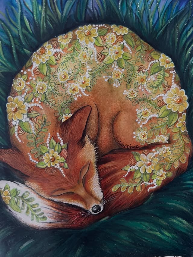 I‘m still here💚💙💚 And I will  show you my last coloring from Daydreams @hannakarlzon. 

#hannakarlzon #fox #coloring #gundiwr_hannakarlzon #daydreamscolouring 

I used different media: Polychromos ✏️Luminance🖍️neocolor2🖍️Posca white ✏️