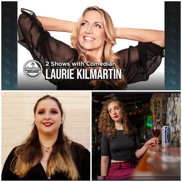 ☎️ Last call to see @anylaurie16 debut at SoulJoel’s🔥🔥🔥 Our Line Up is Stacked⏰ 6 and 830pm show times 🔗 in bio or website to get your 🎟️ Featuring @rachelfogletto and @meggoetzmoney Laurie Kilmartin is a longtime late night writer. Last month, she and her fellow writers won a Peabody for their work on Jimmy Kimmel Live, and she was nominated for an Emmy for CONAN. Two of her standup specials are now streaming: “45 Jokes About My Dead Dad” on Amazon Prime, and “Cis Work Grief Slut” on Hulu. Laurie was a top ten finalist in Last Comic Standing, and author of the New York Times bestseller, Sh*tty Mom. by @anylaurie16