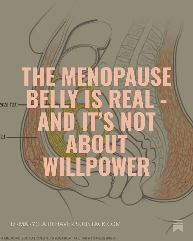 That belly that appeared out of nowhere? It's not a willpower problem. It's biochemistry. 

✨Comment SUBSTACK and I'll send you the link to my full breakdown: the science behind menopause belly, why traditional diets fail, and exactly what works instead.

Estrogen drops, hunger hormones shift, metabolism slows, and fat that used to go to your hips starts wrapping around your organs instead. Your body isn't broken; it's following a predictable hormonal script.

The frustrating part? Most weight loss advice completely ignores this. "Just eat less and move more" doesn't account for the fact that your body is fundamentally different now.

The good news: there are evidence-based strategies that actually work with your hormonal reality, not against.

#metabolichealth #metabolism #menopause #weightloss #weightgain