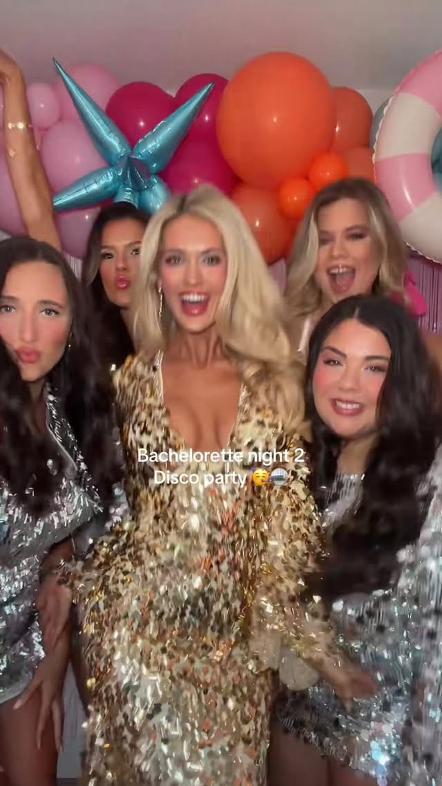 Bachelorette night 2 theme was Barbie Disco Party 🪩🕺💖 my girls all nailed it!!!! #bachelorette #bachelorettetrip by @savannahdelane