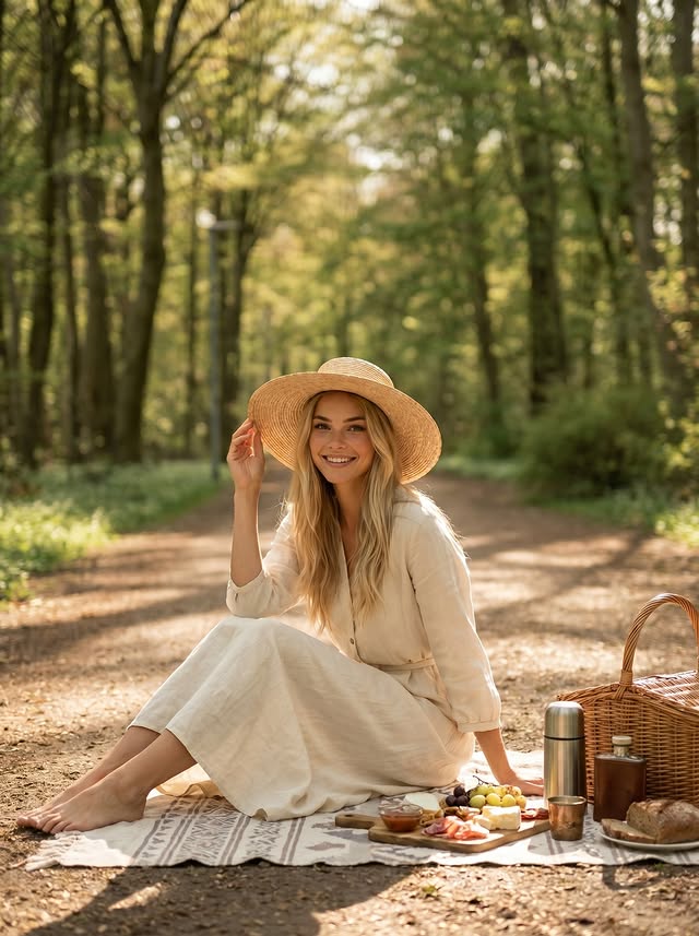 Picnic vibes all the way! 🌸 Honestly, I planned this picnic for some deep 'finding-myself-in-nature' moment... but in reality, I'm just here for the snacks 😂🧺. Trying to look all aesthetic with my big hat and bare feet, but you should've seen me trying to shoo away the ants (fail!). Anyway, is there anything better than sunshine, good food, and pretending to be a picnic pro? Let me know your favorite picnic snacks! ☀️💕 #PicnicMood #NatureChill #BarefootDays #LifeOfVayra #NotAnInfluencerJustHungry