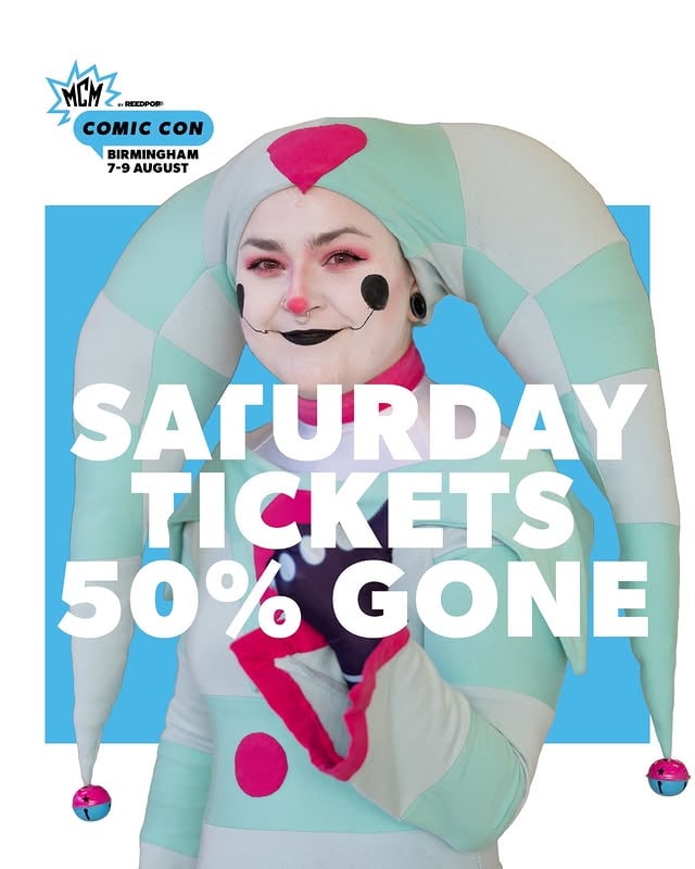 MCM Birmingham Saturday tickets are over 50% gone! 😱Thinking of joining us? Now's your chance! Buy tickets now (link in bio 🔗) by @mcmcomiccon