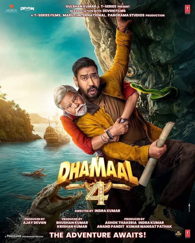 Where there is Treasure, there is DHAMAAL! 🔥
Chase starts now! ⏳ 

#Dhamaal4 #D4

@ajaydevgn @riteishd @arshad_warsi @jaavedjaaferi @imsanjaimishra @upendralimaye @anjalidineshanand @iamsanjeeda @ravikishann #EshaGupta @indrakumarofficial #BhushanKumar #KrishanKumar @devgnfilms @kumarmangatpathak AshokThakeria @shivchanana @neerajkalyan24 @anandpandit @vijay_patkar29 @tseriesfilms @tseries.official MarutiInternational @panorama_studios @anandpanditmotionpictures @aafilms.official