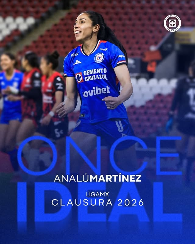 Nuestra @analu_m sigue brillando en plan enorme que también apareció en el Xl titular del C2026 de la Liga MX Femenil 😮‍💨🤌🏻🚂 ¡Orgullo Celeste! by @cruzazulfemenil