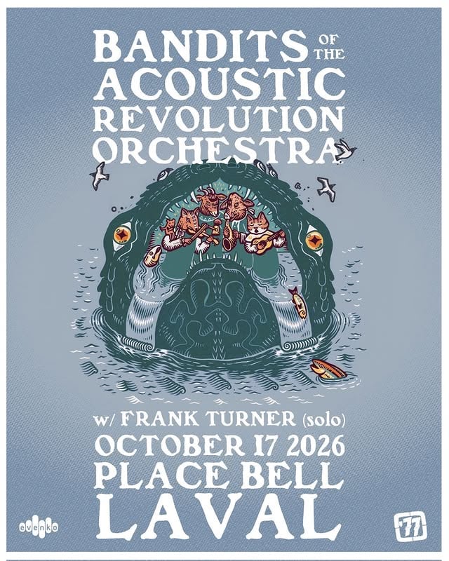 Montreal! Stoked to be coming back in October for a special show with @acousticbandits / @smanifesto at Place Bell Laval. Tickets on sale Friday! by @frankturner