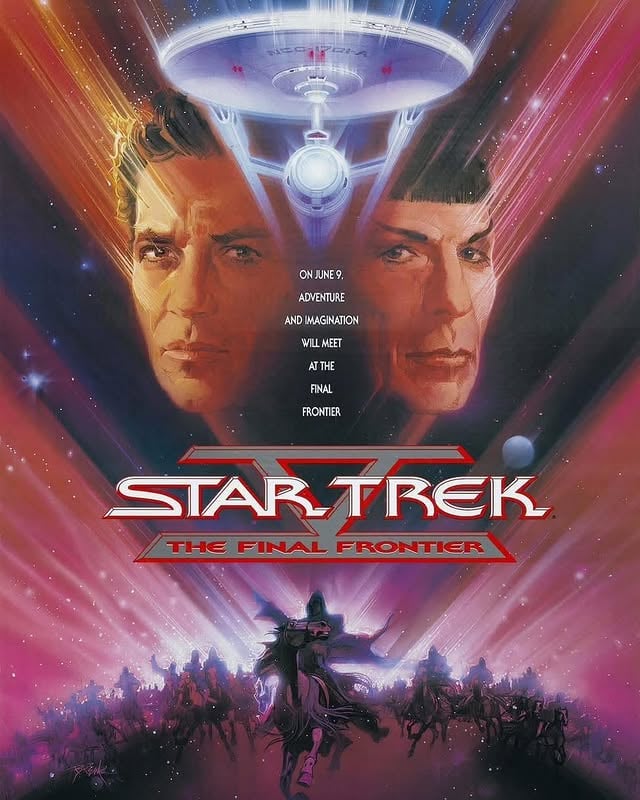 Star Trek V: The Final Frontier! Released on June 9, 1989. The stellar cast includes William Shatner as Captain Kirk, Leonard Nimoy as Spock, DeForest Kelley as Dr. McCoy, James Doohan as Scotty, George Takei as Sulu, Walter Koenig as Chekov, and Nichelle Nichols as Uhura. The crew's camping scenes were filmed in Yosemite National Park for an authentic outdoor experience! #StarTrekthefinalfrontier #the80srule #the80s #80sthrowback #80snostalgia #80smovies #Syfy by @theeightiesrule