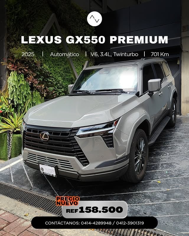 ¡Precio nuevo!➡️ Lexus GX550 Premium 2025 - REF 158.500✅ Disponible en #AutosVIPLa combinación perfecta entre fuerza vanguardista y refinamiento de alta gama que define a la nueva generación del lujo todoterreno.Esta GX550 Premium llega con tecnología de última generación, máxima seguridad y una presencia impecable que domina cualquier destino.✔️ Motor: V6 3.4L Twin-Turbo ⚙️ Transmisión: Automático ⛽ Combustible: Gasolina 🎨 Color: Gris 🌎 Procedencia: Estados Unidos📲 Escríbenos por DM o WhatsApp (0414-4289948 / 0412-3901319) para más información.#ElevaTusExpectativas#AVIPLEXUS by @autosvip
