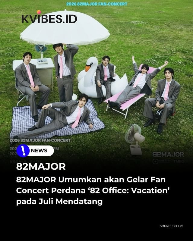 Grup K-pop 82MAJOR akan menyapa para penggemarnya melalui fan concert pertama sejak debut. Agensi Great M Entertainment mengumumkan bahwa 82MAJOR akan menggelar konser penggemar bertajuk 2026 82MAJOR FAN-CONCERT ‘82 Office: Vacation’ pada 18 dan 19 Juli di Excalibur Seoul.Acara ini menjadi fan concert perdana 82MAJOR setelah sebelumnya sukses menggelar fan meeting pertama mereka tahun lalu. Melalui konser tersebut, para penggemar akan disuguhkan berbagai penampilan spesial, termasuk lagu-lagu andalan grup, sesi bincang-bincang yang lebih dekat dengan penggemar, serta berbagai momen yang menampilkan chemistry para anggota.Tak hanya itu, 82MAJOR juga menyiapkan acara “Hi-bye” khusus bagi penonton yang hadir, memberikan kesempatan bagi penggemar untuk berinteraksi secara langsung dengan para member setelah konser berakhir.Saat ini, 82MAJOR juga tengah menjalani tur Asia mereka. Setelah sukses menggelar konser solo B-Bomb: Be the Tiger di Hong Kong pada akhir Mei lalu, grup ini dijadwalkan melanjutkan perjalanan tur dengan tampil di Bangkok, Thailand, pada 4 Juli.Sementara itu, 82MAJOR baru saja menuntaskan promosi mini album kelima mereka, FEELM. Album tersebut mendapat perhatian karena seluruh anggota berpartisipasi dalam proses produksinya, menunjukkan perkembangan musikal dan identitas grup yang semakin kuat.———Sc. MBC Entertainment©️ KVIBES - nyn#kvibes_82major #kvnyn #kvibesnews