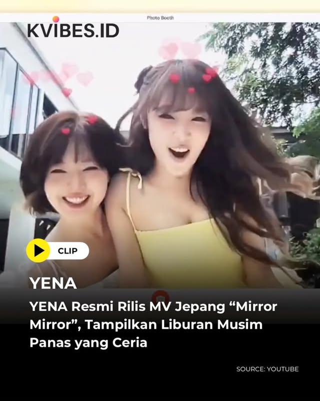 YENA resmi merilis video musik untuk lagu utama Jepang terbarunya, “Mirror Mirror”, pada 9 Juni.Video musik yang baru dirilis tersebut menangkap semangat liburan musim panas yang ceria, menampilkan YENA yang menikmati waktu santai di bawah sinar matahari. Sementara itu, pada 2 Juni, Kakao Entertainment⁠ mengumumkan bahwa mereka telah resmi meluncurkan komunitas penggemar global YENA di Berriz⁠, platform penggemar budaya Korea global milik perusahaan tersebut.Melalui Berriz, YENA dapat terhubung lebih dekat dengan para penggemarnya di seluruh dunia dan menghadirkan pengalaman komunikasi yang lebih mendalam serta interaktif. Peluncuran komunitas resmi ini menjadi langkah baru dalam memperkuat kehadiran global YENA sekaligus memperluas peluang interaksi yang lebih bermakna dengan penggemar internasionalnya.Dengan dirilisnya “Mirror Mirror” dan dibukanya komunitas resmi di Berriz, YENA terus memperluas jangkauannya serta mempererat hubungan dengan para penggemar di seluruh dunia.——Sc. Allkpop©️ KVIBES - Chan#kvibes_yena #kvibesnews #kvchan