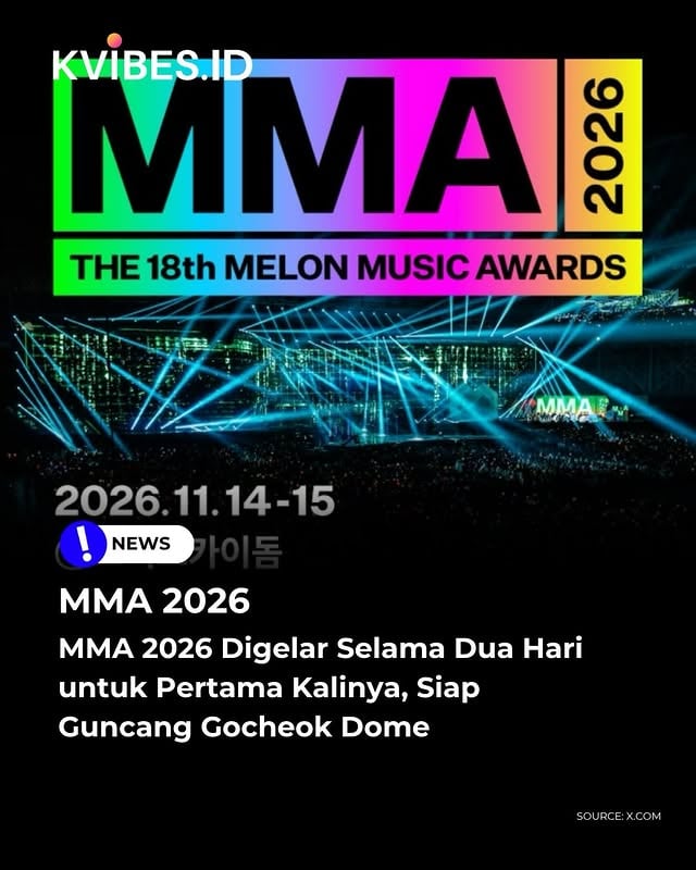 Melon Music Awards (MMA) 2026 resmi mengumumkan jadwal penyelenggaraannya. Ajang penghargaan musik tahunan tersebut akan berlangsung pada 14–15 November 2026 di Gocheok Sky Dome, Seoul.Tahun ini menjadi momen bersejarah bagi MMA karena untuk pertama kalinya sejak digelar, acara akan berlangsung selama dua hari penuh. Format baru bertajuk “2-SHOW” ini diharapkan mampu menghadirkan pengalaman yang lebih besar dan meriah bagi penggemar K-pop di seluruh dunia.Selain menghadirkan format penyelenggaraan yang lebih besar, MMA 2026 juga akan mengintegrasikan Global-K Chart ke dalam beberapa kategori penghargaan. Chart yang diluncurkan pada awal Juni ini mengumpulkan data resmi dari berbagai platform musik utama di pasar K-pop seperti Korea Selatan, Jepang, dan Tiongkok, termasuk data streaming serta aktivitas penggemar.Melalui penerapan Global-K Chart, hasil penghargaan diharapkan dapat merefleksikan dukungan dan preferensi penggemar K-pop secara lebih luas, baik dari dalam negeri maupun internasional.Menjelang pelaksanaan acara, Melon juga akan menggelar berbagai program pra-acara, termasuk voting untuk kategori Top 10 dan sejumlah penghargaan lainnya. Informasi lebih lanjut mengenai nominasi, voting, serta rangkaian acara MMA 2026 akan diumumkan secara bertahap melalui kanal resmi Melon.Pihak Melon menyampaikan bahwa MMA merupakan festival K-pop yang dibangun dari akumulasi data musik selama lebih dari dua dekade serta partisipasi aktif para penggemar. Dengan format dua hari dan sistem penilaian yang semakin global, MMA 2026 diharapkan menjadi salah satu perhelatan K-pop terbesar tahun ini yang melibatkan penggemar dari seluruh dunia.———Sc. Star News©️ KVIBES - nyn#kvibes_mma2026 #kvnyn #kvibesnews