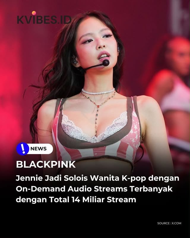 JENNIE kembali membuktikan pengaruhnya sebagai salah satu solois K-Pop paling populer di dunia.JENNIE sukses mengumpulkan 14 miliar on-demand audio streams secara global.Ia memperpanjang rekornya sebagai solois wanita K-Pop pertama, satu-satunya, dan dengan akumulasi streaming terbanyak.Angka fantastis ini didapat dari total streaming di berbagai platform musik, seperti Spotify, Apple Music, YouTube Music, Amazon Music, dan lain-lain.Solois wanita K-Pop dengan total on-demand audio streams terbanyak:JENNIE — 14,1 miliarROSÉ — 11,9 miliarLISA — 10 miliarMenurut Chart Master, platform besar lainnya seperti Apple Music dan Amazon Music juga relevan. Namun, mereka tidak membagikan data jumlah pemutaran secara publik.Peringkat ini merupakan cerminan analisis selama bertahun-tahun yang secara konsisten divalidasi berdasarkan hasil tersertifikasi. Peringkat ini menawarkan kepada penggemar dan profesional industri gambaran yang andal mengenai pencapaian streaming.——Sc. Charts MasterEmail: Jennie_fyi©️ KVIBES - Chan#kvibes_blackpink #kvibesnews #kvchan