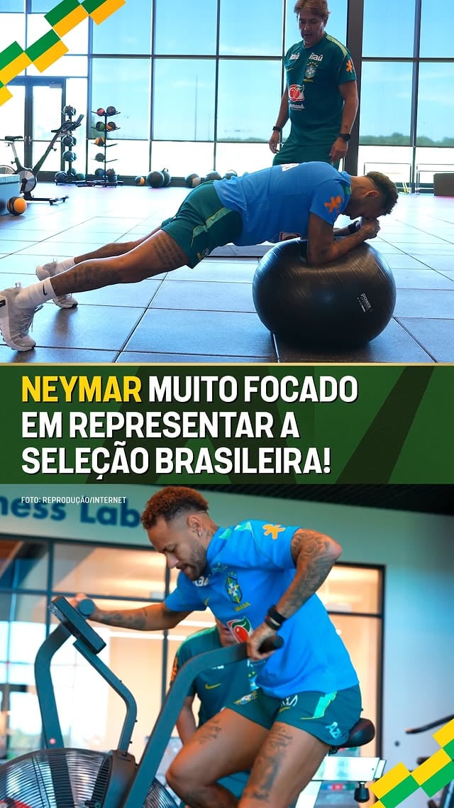 O NOSSO CRAQUE TÁ CADA DIA MAIS FORTE! 🇧🇷🔟💪 Neymar segue treinando na academia e está cada vez mais perto de voltar aos gramados pela #SeleçãoBrasileira! 👏⌛ VAMO PRA CIMA, NEY! #FutebolBrasileiro #TNTSports2026

🎥: @Brasil