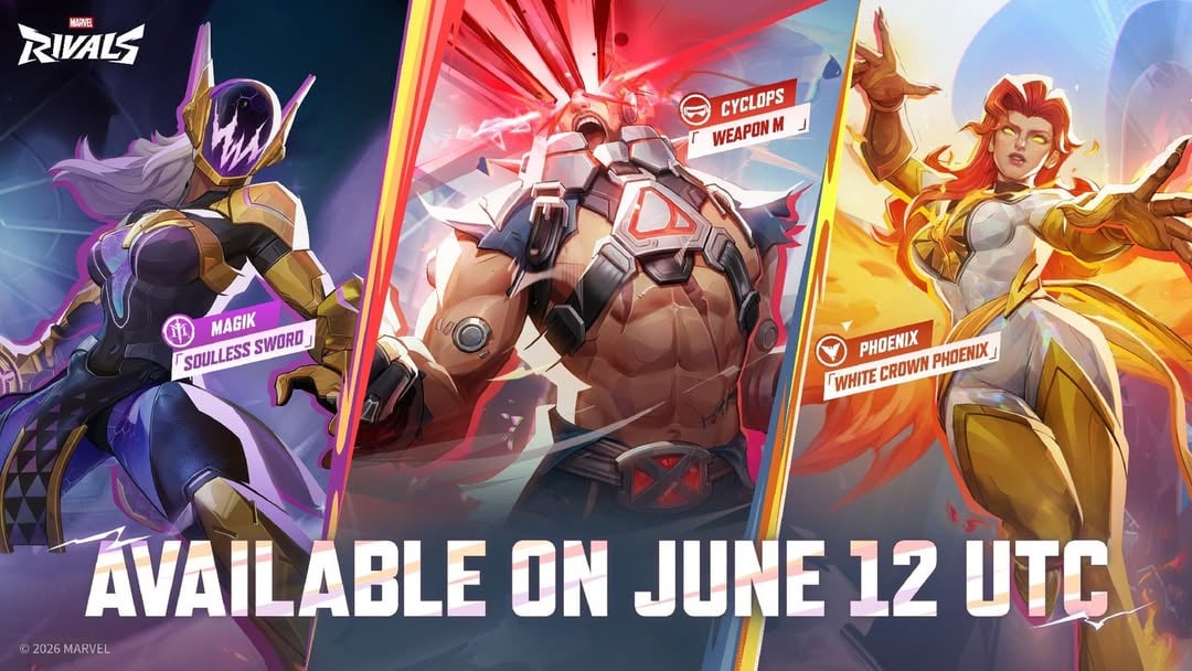 Shape the future or watch it burn! ⚔️ 

Dive into the multiverse with three incredible new looks! Witness Alchemax's sins manifest with Magik's Soulless Sword costume, and push your power to the absolute limit with Cyclops' Weapon M costume. Finally, prepare for a new dawn with your heart in hand as you transcend in Phoenix's breathtaking White Crown Phoenix outfit. 

📅 Available: June 12 UTC! 

Ultimate power is yours to command! 💥 

#MarvelRivals